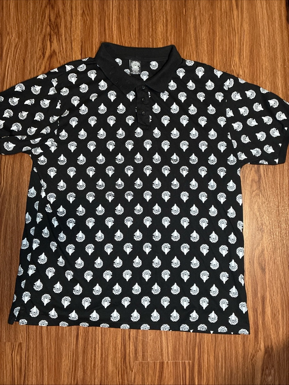 Crooks & Castles Polo Shirt Mens 2XL  Black All Over Medusa Print Streetwear